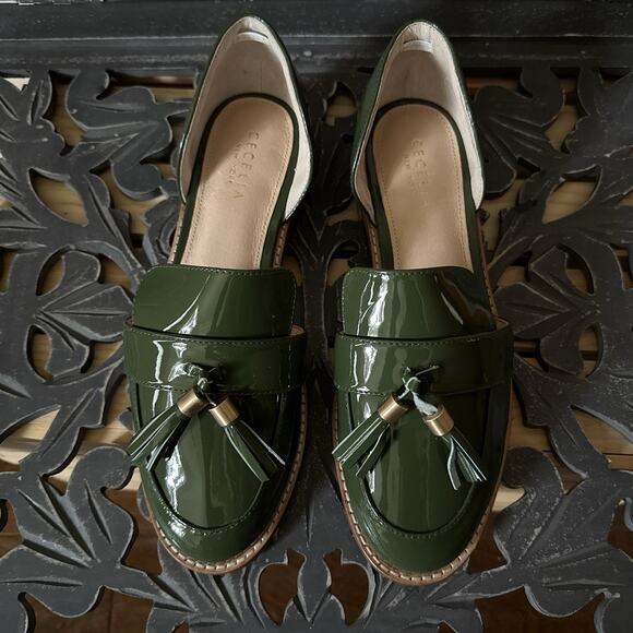 Cecelia New York Linear Tassel Loafers Green Patent Leather d’Orsay Slip On 9.5 - Picture 7 of 13